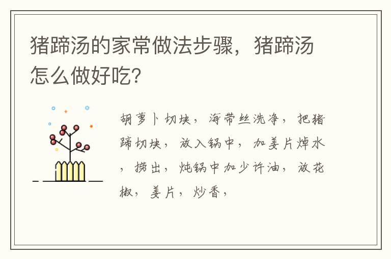 猪蹄汤的家常做法步骤，猪蹄汤怎么做好吃？